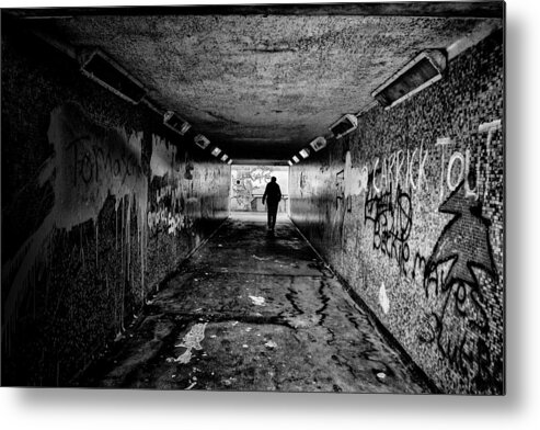 Subway Metal Print featuring the photograph Man in Subway by Nigel R Bell