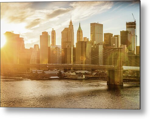 Lower Manhattan Metal Print featuring the photograph Manhattan Skyline At Sunset New York by Mlenny