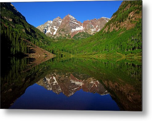 Maroon Bells Metal Print featuring the photograph Maroon Bells Reflection by Daniel Woodrum