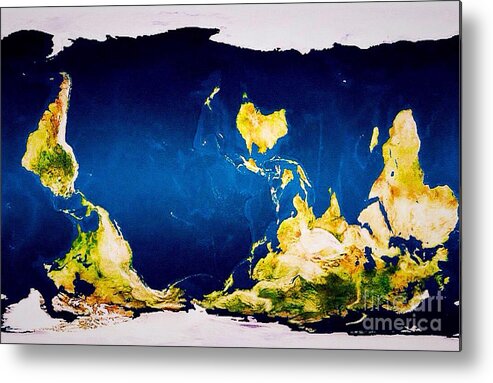 Map Metal Print featuring the digital art McArthur's New World Map by HELGE Art Gallery