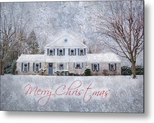Christmas Metal Print featuring the photograph Wintry Holiday - Merry Christmas by Shelley Neff