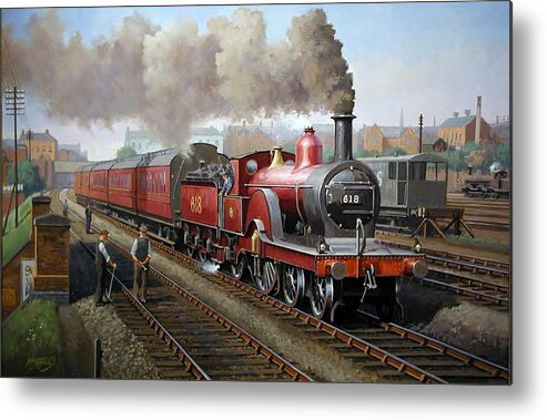 Train Metal Print featuring the painting Midland Railway single 1896. by Mike Jeffries
