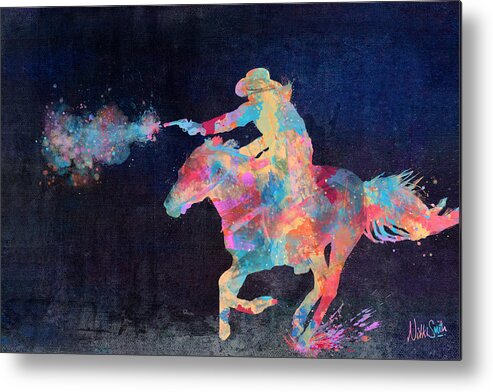 Cowgirl Metal Print featuring the digital art Midnight Cowgirls Ride Heaven Help the Fool Who Did Her Wrong by Nikki Marie Smith