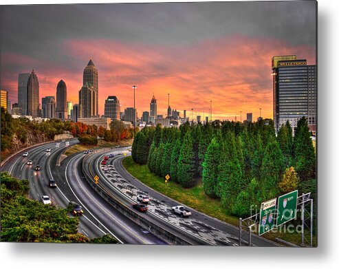 Reid Callaway Midtown Atlanta Metal Print featuring the photograph Midtown Atlanta Autumn Sunset Art  by Reid Callaway