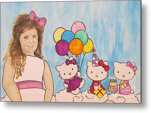 Mika Metal Print featuring the painting Mika Hello Kitty by Tamir Barkan