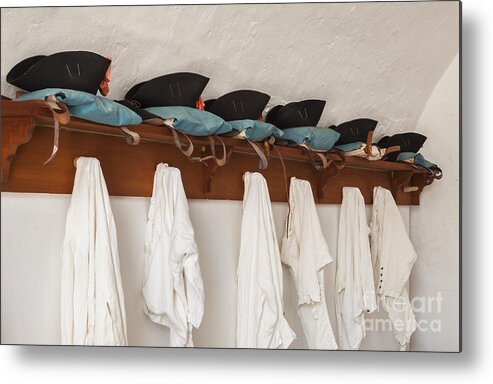 Bedsheet Metal Print featuring the photograph Military Uniforms in El Morro Fort by Bryan Mullennix