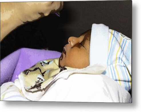 4 Day Old Baby Metal Print featuring the photograph Milk on the lips of a 4 day old Indian baby boy by Ashish Agarwal