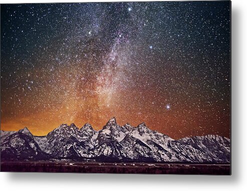 Tranquility Metal Print featuring the photograph Milky Way Over Grand Teton by Chen Su