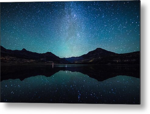 Premiere Event Metal Print featuring the photograph Milky Way reflection sence by Pete Lomchid