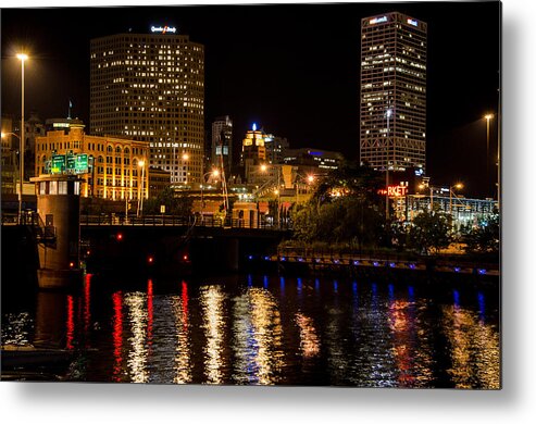St. Paul Street Metal Print featuring the photograph Milwaukee River and Downtown Skyline by Susan McMenamin