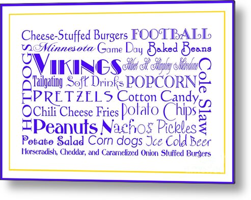 Andee Design Football Metal Print featuring the digital art Minnesota Vikings Game Day Food 3 by Andee Design