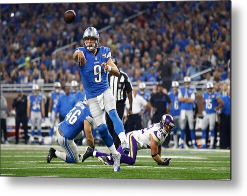 People Metal Print featuring the photograph Minnesota Vikings v Detroit Lions by Gregory Shamus