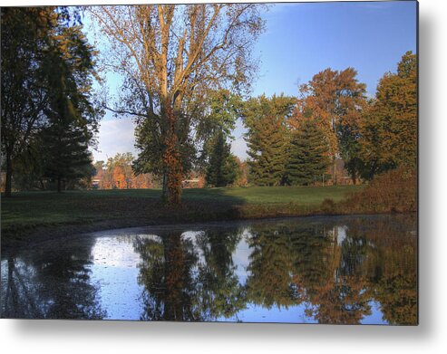 Park Metal Print featuring the photograph Mirrored Pines by Richard Gregurich