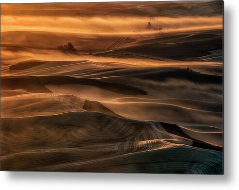 Palouse Metal Print featuring the photograph Misty Farmland by Lydia Jacobs