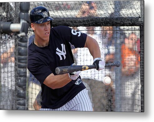 American League Baseball Metal Print featuring the photograph MLB: FEB 20 Spring Training - Yankees Workout by Icon Sportswire