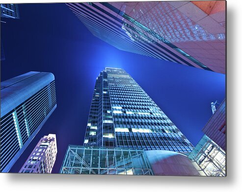 Chinese Culture Metal Print featuring the photograph Modern Skyscraper At Night by Ithinksky