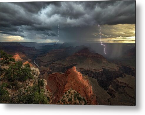 Lightning Metal Print featuring the photograph Mohave Point Thunderstorm by John W Dodson