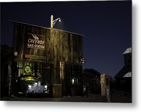  Metal Print featuring the photograph Mojave Nights at the Chevron Gas Station by James Sage