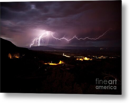 Monsoon Metal Print featuring the photograph Monsoon Lightning in Jerome Az by Ron Chilston