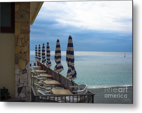 Monterosso Italy Metal Print featuring the photograph Monterosso Outdoor Cafe by Prints of Italy