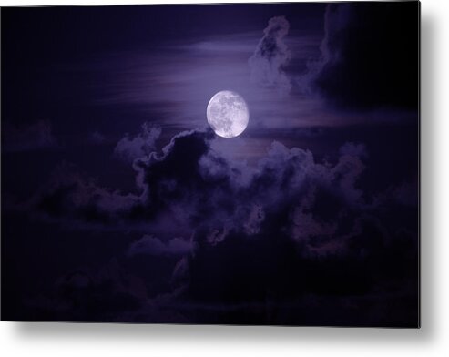 Nature Metal Print featuring the photograph Moody Moon by Chad Dutson