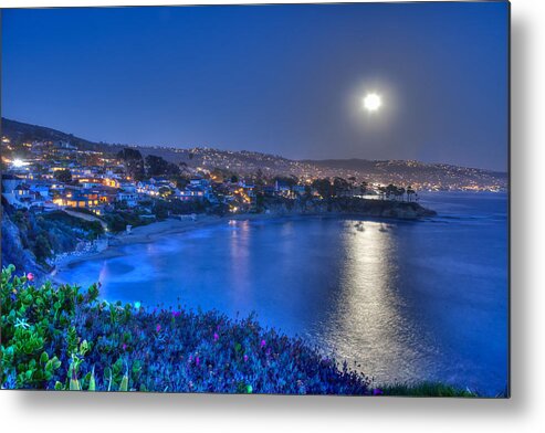 Laguna Beach Metal Print featuring the photograph Moon over Crescent Bay Beach by Cliff Wassmann