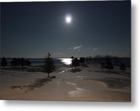 Moon Metal Print featuring the photograph Moon over the Samoset by Jewels Hamrick
