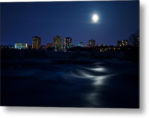 Urban Metal Print featuring the photograph Moon Reflection by Prince Andre Faubert