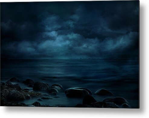 Mood Metal Print featuring the photograph Moonlight Over Distant Shores by Willy Marthinussen