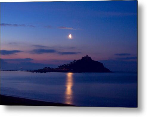 St Michaels Mount Metal Print featuring the photograph Moonlight St Michael's Mount, Cornwall by Tony Mills