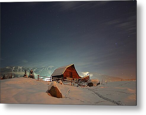 Steamboat Springs Metal Print featuring the photograph Moonlit Barn by Matt Helm