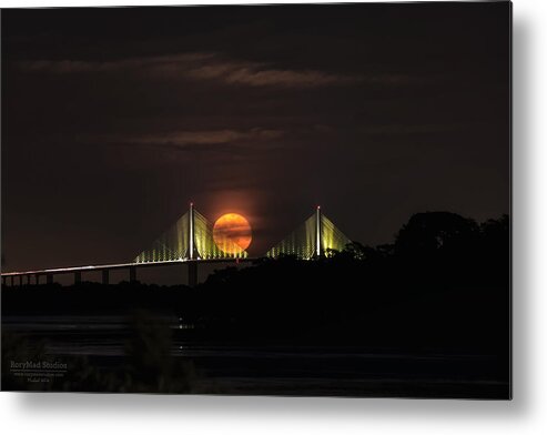 Skyway Metal Print featuring the photograph Moonrise over the Skyway Bridge by Michael White