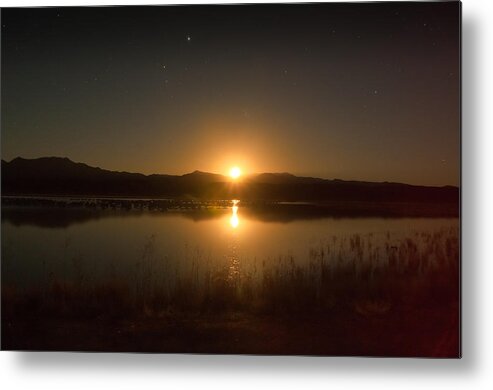 Moon Metal Print featuring the photograph Moonset by Carolyn D'Alessandro