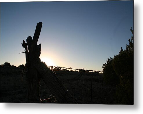 Landscape Metal Print featuring the pyrography Morning by David S Reynolds