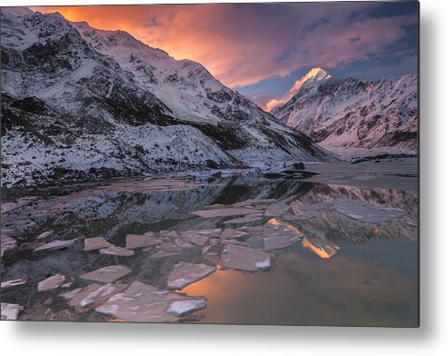 Colin Monteath Metal Print featuring the photograph Mount Cook And Mueller Lake In Mount by Colin Monteath