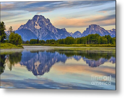 Oxbow Bend Metal Print featuring the photograph Mount Moran at Sunrise by Teresa Zieba