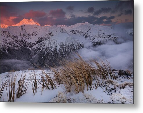 Feb0514 Metal Print featuring the photograph Mount Rolleston At Dawn New Zealand by Colin Monteath