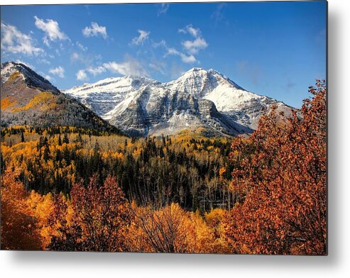 Timpanogos Metal Print featuring the photograph Mount Timpanogos in Autumn Utah Mountains by Tracie Schiebel