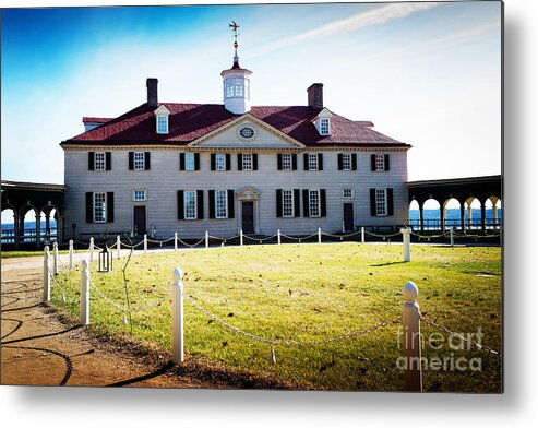 Architecture Metal Print featuring the photograph Mount Vernon Home of President George Washington by Mary Jane Armstrong
