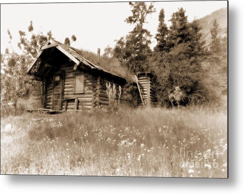 Mountain Cabin Metal Print featuring the photograph Mountain Cabin BW by David Arment
