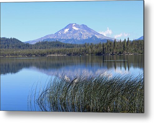 Lava Lake Oregon Metal Print featuring the photograph Mountain Reflection by Kami McKeon