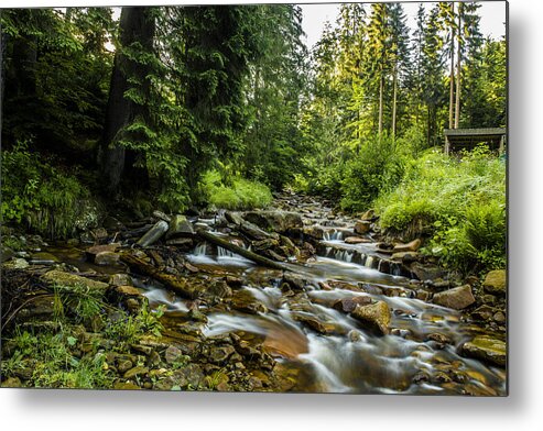 Background Metal Print featuring the photograph Mountain stream by Jaroslaw Grudzinski