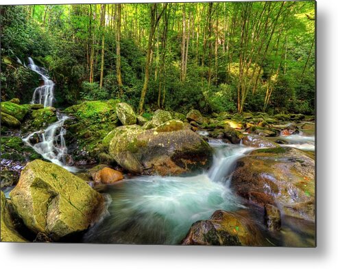 Mouse Creek Falls In The Great Smoky Mountains National Park Metal Print featuring the photograph Mouse Creek Falls by Carol Montoya