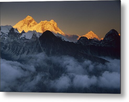 Feb0514 Metal Print featuring the photograph Mt Everest Lhotse And Makalu Nepal by Colin Monteath