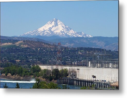 Mt Hood Metal Print featuring the photograph Mt Hood and The Dalles Dam by Charles Robinson