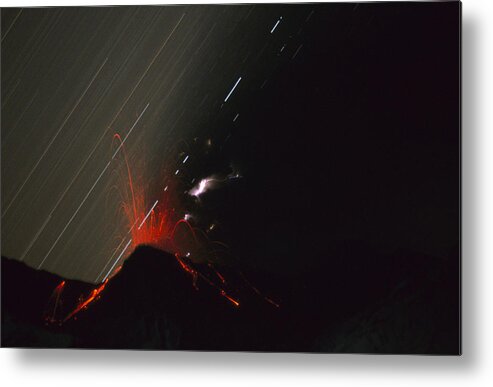 Feb0514 Metal Print featuring the photograph Mt Ruapehu Eruption Time Exposure New by Mark Jones