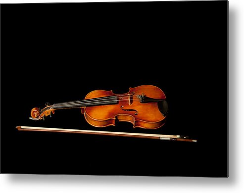 Violin Metal Print featuring the photograph My old fiddle and bow by Torbjorn Swenelius