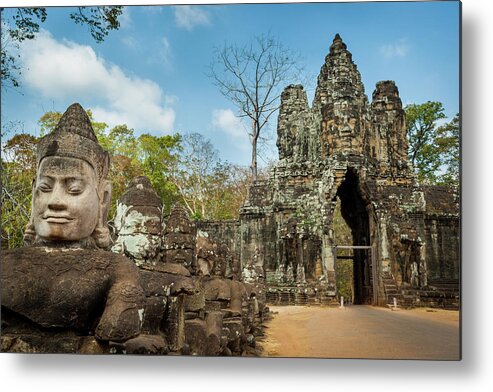 Statue Metal Print featuring the photograph Naga Statues On The Bridge To Angkor by © Francois Marclay