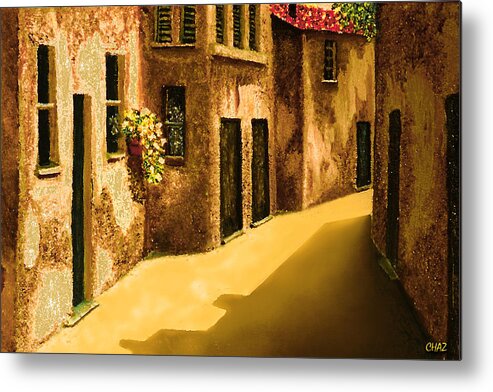 Oil Painting Metal Print featuring the painting Narrow Street by CHAZ Daugherty