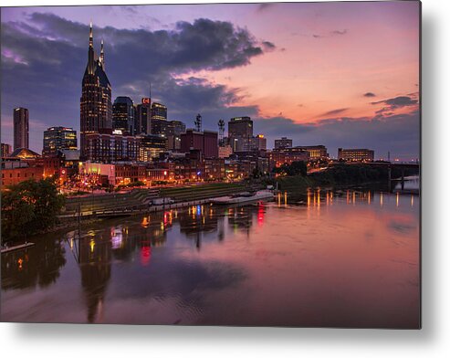 Neon Metal Print featuring the photograph Nashville Evening by Diana Powell
